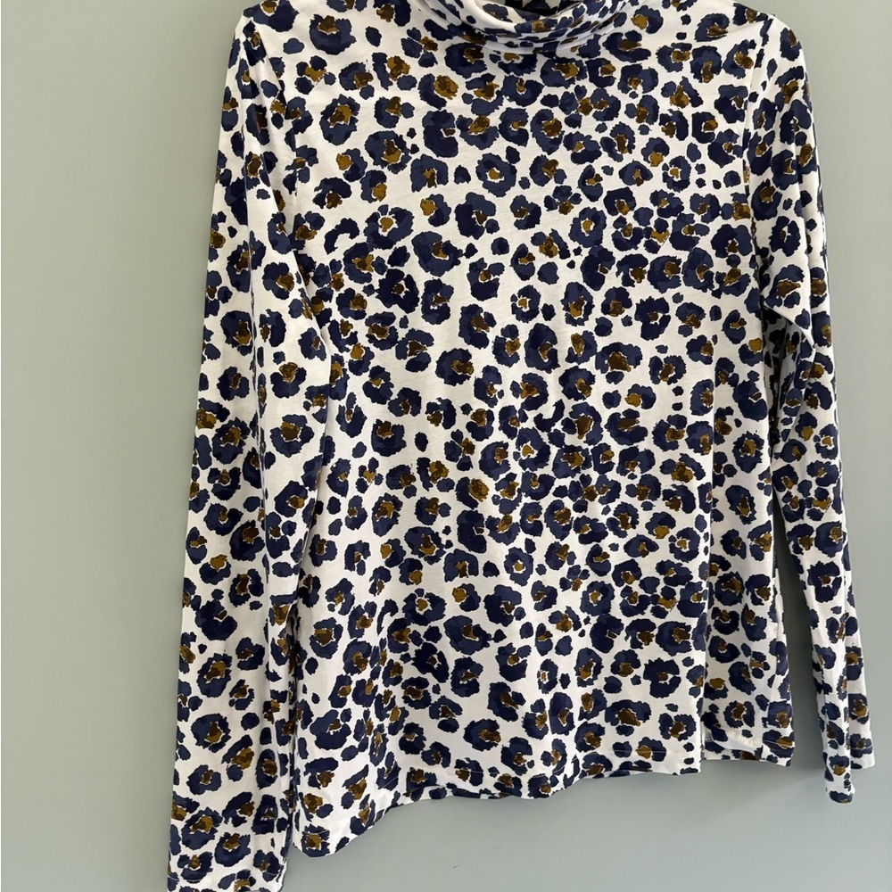 J.Crew Floral Leopard Print Turtleneck Top – XL – 100% Cotton - Picture 5 of 11